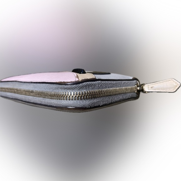 FENDI Vitello Elite Monster Eyes Zip Around Long Wallet Gray/Pink COA - Picture 8 of 8